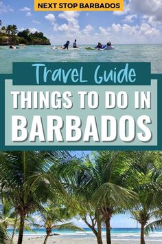 the beach and palm trees with text overlay that reads travel guide things to do in bar