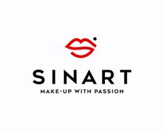 a logo for a makeup brand with lips and the words,'snart make - up with passion