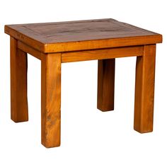 a small wooden table sitting on top of a white background