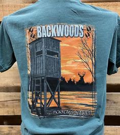 Backwoods Born & Raised Shooting House Deer Stand Country Comfort Colors Unisex T Shirt Available in sizes Adult S-3X Picture is of the back of the shirt, Front of the shirt has backwoods logo Backwoods Logo, Hunting Bedding, Shooting House, Country Clothes, Day At The Park, Deer Stand, Western Outfits Women, Online Closet, Southern Shirts