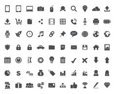 a large set of black and white icons