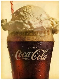 an advertisement for a drink with ice cream on top