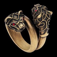 *Very Rare 100% Authentic Gucci Ring* - Wraparound Bands With ‘Twisted’ Tiger Heads - Gold Tone (Brass Crafted) Ring Gives This An Antique ‘Rustic’ Look - Red (Strawberry) Swarovski Crystal-Detailed Tiger Eyes Condition: 7/10 (Good, Preowned Condition) Size: 23-Xl (Please Refer To Last Photo For Sizing Information) *Gucci Website Has An Additional Instruction Pdf To Measure Your Ring Size* Open To Offers :) - In No Rush To Sell - These Rings Hold Their Value! - Includes Original Designer Box & Jewelry Pouch Gucci Ring, Gucci Rings, Tiger Eyes, Crystal Eyes, Crystal Eye, Tiger Head, Red Strawberry, Mens Accessories Jewelry, Box Jewelry