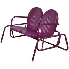 two purple chairs sitting next to each other