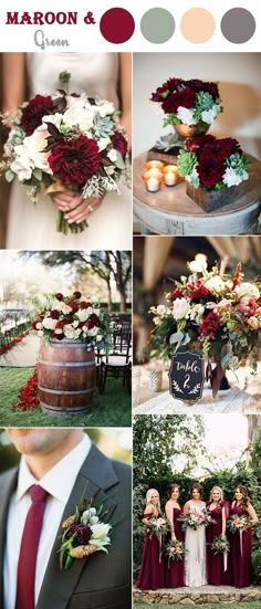 a collage of different pictures with flowers and fruit in them, including an old barrel as the centerpiece