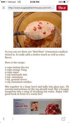 the recipe is being displayed on an iphone