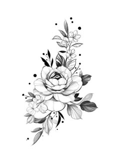 a black and white flower tattoo design