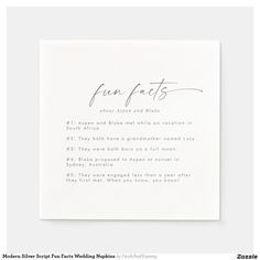 a white card with the words fun fact written on it in cursive writing