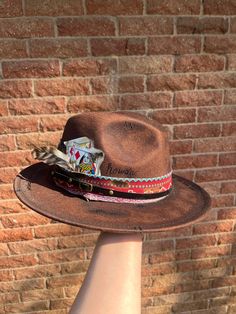 A custom hand burned hat with all the western vibes! Wear this to a rodeo or concert for the final touches on your outfit! Western Vibes, Hand Burn, Your Outfit, Rodeo, Fedora, Caps Hats, Accessories Hats, Ships, Concert