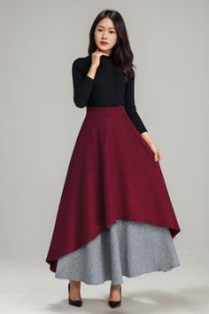 It is a Burgundy wool skirt for woman, The Burgundy wool skirt made of wool blend and plaid wool. Don't worry. The wool skirt has a polyester lining inner.The warm winter skirt open by side zipper. with two side pockets. DETAIL * 30% wool, 30% fiber, 40% polyester * Fully satiny lining, more nice to the touch body * Two side seam pockets * Right Side zip closure * Layered with Houndstooth Fabric * A Line skirt, wool skirt women, winter skirt women * Long wool skirt, Maix wool skirt * Daily skirt * For autumn and winter * Dry clean * Lean More about the items From the FAQs on the page bottom MODEL SIZE Bust 85 cm(33.4") Waist 67 cm(26.7") Height 168cm (5' 6") She wears size XS Choose CUSTOM Order if you * Need a better fit * Can't find your size in our size Chart * Change the Style * Chang Maxi Skirt High Waisted, Layered Maxi Skirt, Wool Maxi Skirt, Custom Skirt, Long Wool Skirt, Houndstooth Fabric, Skirt Wool, Burgundy Skirt, High Waisted Maxi Skirt