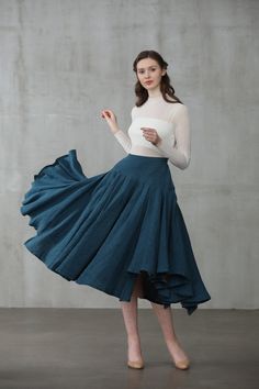 heavy linen skirt, peacock blue Fitted Flared Linen Skirt, Fitted Linen Flared Skirt, Fitted Full Maxi Skirt With Accordion Pleats, Fitted Linen Long Skirt, Fitted Linen Full Skirt, Fitted Linen Skirt With Gathered Detail, Linen Fitted Skirt With Gathered Details, Fitted Linen Tiered Skirt, Pleated Skirt Winter