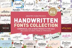 the handwritten font collection is available for $ 15