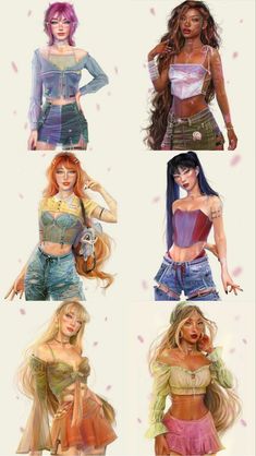 some very pretty girls in different outfits