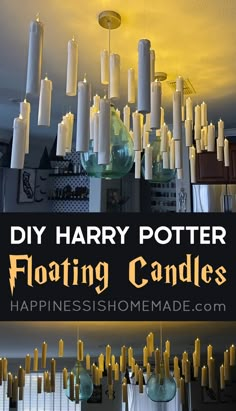 harry potter floating candles hanging from the ceiling