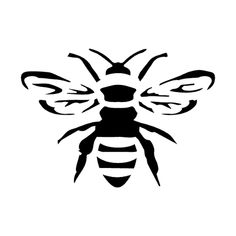 a black and white drawing of a bee