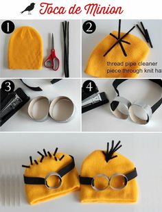 instructions to make a minion hat out of construction paper