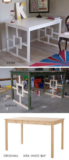 the before and after pictures show how to build a table