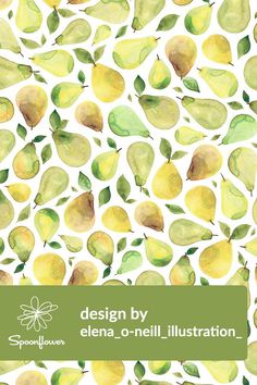 a book cover with watercolor pears and leaves in yellow, green and white