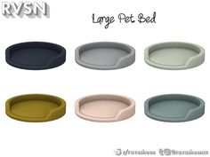 four different colors of dog beds with the words large pet bed written in black and white