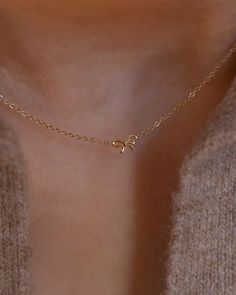 Handmade Gold Necklace, Preppy Jewelry, Small Necklace, Set Earrings, Bow Necklace, Gold Necklace Set