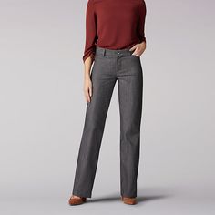 You deserve a little bit of luxury. Devoted to quality in every stitch, these trousers come with a no-gap fit waistband, made with a brilliant flexibility that never pinches or digs. Featuring belt loops, front slant pockets, back welt pockets, and a trouser leg style, they’re where effortless professionalism meets figure-flattering at its finest. 62% Cotton/36% Polyester/2% Spandex. Carbon Rinse. 12 W / 30 Inches (S). Casual Gray Pants, Gray Pants Work Outfits Women, Working Wardrobe, Fitted Slacks, Fall Board, Mom Wardrobe, Clothing Closet, Fitted Denim Jacket, Pants Women Fashion