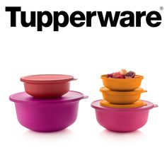 tupperware is stacked on top of each other with the words tupperware above it