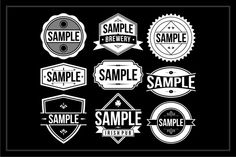 a set of vintage styled labels and emblems for various types of products or services