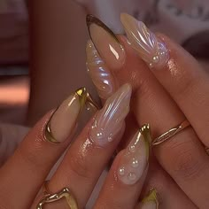 Gold Mermaid, Mermaid Nails, Fire Nails, Pretty Acrylic Nails, Best Acrylic Nails, Gold Nails, Long Acrylic Nails, Cute Acrylic Nails