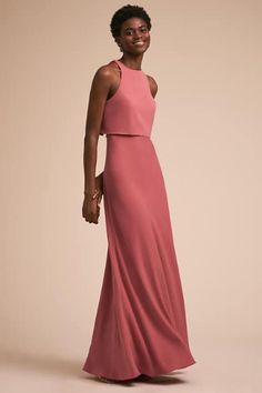 Coral Maxi Dress - Iva Crepe Maxi Dress from BHLDN Pink Crepe Dress, Spring Formal Dresses, Bhldn Bridesmaid Dresses, Bhldn Bridesmaid, Spring Bridesmaid Dresses, Bhldn Dresses, Bhldn Dress, Spring Formal, Crepe Skirt