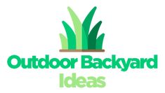 the outdoor backyard ideas logo is green and has grass growing out of it's bottom