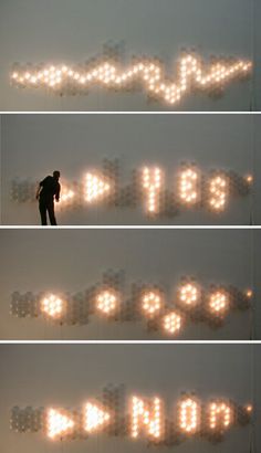 three different images of a man standing in front of a sign that says love is spelled out