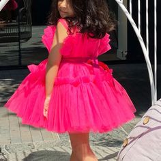 Tulle Hot Pink Dress Hot Pink Tulle Dress, Kendall Dress, Pink Dresses For Kids, Pink Tulle Dress, Hot Pink Dress, Lil Sis, Dresses For Kids, Hot Pink Dresses, Eighth Grade