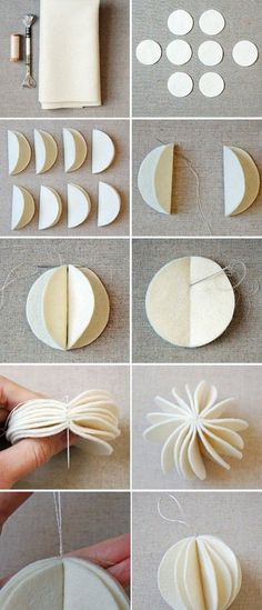 the steps to make paper flowers are shown in several different ways, including making them