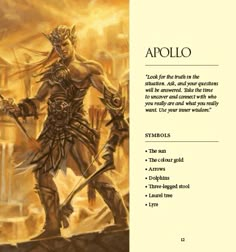 Dnd Gods And Goddesses, Angel Mythology, Apollo Deity Witchcraft, Apollo Poster God, Greek Mythology Fallen Angel, Cabin 7