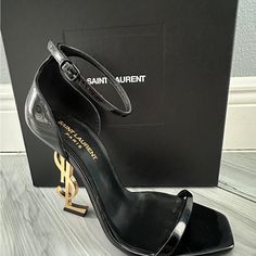 Ysl Heels/Black, The Right Heel Has A Small Chip On The S. They Have Only Been Work Twice. They Are Absolutely Breath Taking. I Got So Many Compliments Both Times I Wore Them. I Am Selling Because After My Pregnancy I Just Haven’t Been Able To Wear High Heels. Ysl Opyum Heel Outfit, Black Ysl Heels, Ysl Black Heels, Ysl Heels Black, Yves Saint Laurent Heels Aesthetic, Ysl Fur Heels, Ysl Opyum Heel Black, Shoes Ysl, Ysl Heels