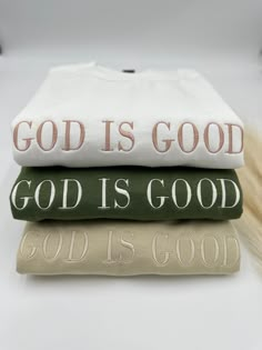 Embroidered God Is Good Sweatshirt and Hoodie, Christian Sweatshirt Embroidered, Apparel, Adult Unisex Sweatshirt, Christian Gift Cute Christian Shirt Designs, God Is Good Sweatshirt, Christian Merch Design, Christian Clothing Brand Logo, Christian Apparel Aesthetic, Christian Embroidered Sweatshirt, Christian Gifts For Him, Christian Sweatpants, God Sweatshirts