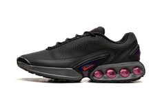 The Nike Air Max Dn "All Night" is a black-based colorway of the silhouette that debuted as part of Nike’s Air Max Day celebration in 2024.  The Air Max Dn combines classic Air Max design elements with a modern aesthetic.  Specifically, the shoe nods to the Nike Air Max Plus, otherwise known as the Air Max TN (Tuned Air. ) On the “All Night” colorway, the upper features a black mesh construction with a tonal fused overlay.  A classic Swoosh logo appears on the sides of the shoe.  Underfoot, four Air Max Day, Nike Dunk High, Air Max Women, Nike Shox, Mens Lifestyle, Air Jordan 3, Nike Air Max Plus, Air Max Plus, Jordan 5