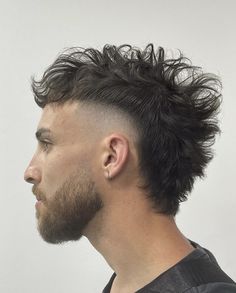 Faux Hawk Mullet, Hawk Mullet, Fade Haircut Curly Hair, Young Men Haircuts, Male Haircuts Curly, Mens Haircuts Short Hair, Faux Hawk Hairstyles, Burst Fade