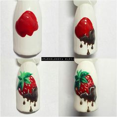 Strawberry Nail Art, Fruit Nail Designs, Mickey Nails, Art Deco Nails, Gel Nail Art Designs, Nail Drawing, Nail Techniques, Nail Designs Tutorial