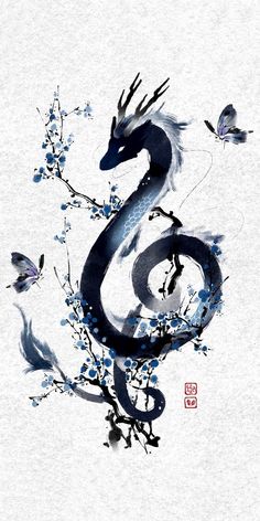 Dragon Painting, Mystical Tattoos, Japanese Dragon Tattoo, Japanese Art Prints, Dragon Tattoo Designs, Japanese Dragon, Dragon Artwork, Mythical Creatures Art