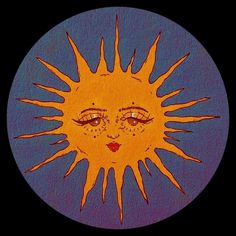 an image of the sun with eyes painted on it