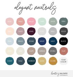 an image of the different colors of paint swatches for decorating with text that reads, elegant neutrals