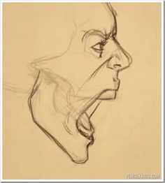 a drawing of a man's face with his mouth open