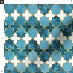 an abstract blue and white tile pattern