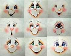 nine different faces with various expressions on them