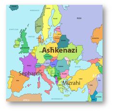 a map with the names of countries in different colors and letters that spell out ashkenazii