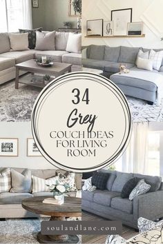 four different couches with the words, grey couches for living room