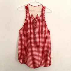 New Without Tags Never Worn Free People Fall/Summer Gingham Top Blouse Color Red Sz 4 Perfect New Condition No Flaws Extra Button Still Attached, Low Armhole, Racer Back Style Adjustable Strings On The Back, See Pictures For Details As They Are Part Of Description, Sorry I Don't Accept Returns So Please Make Sure It Will Fit, If You Have Questions Don't Hesitate I Will Gladly Answer Your Questions, Im Sizing Down My Closet So Will Be Listing More Free People Clothing, Thanks Red Sleeveless Top For Picnic, Casual Plaid Blouse For Picnic, Spring Gingham Blouse For Picnic, Spring Gingham Blouse For Picnics, Cotton Gingham Tops For Vacation, Summer Plaid Blouse For Picnic, Summer Short Sleeve Tops For Picnic, Red Summer Tops For Picnic, Summer Plaid Blouse For Day Out