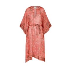 Nwot Isabel Marant Amira Printed Kaftan Maxdress Womens 44 12 Salmon Pink Floral New Without The Tags Women's Amira Printed Kaftan Dress Isabel Marant Size: 44 / Us 12 - 14 Length (Center Neck On Back To Bottom) - 46.5" Kimono Sleeves Salmon Pink Color Tie / Belted Waist 3/4 Length Sleeves Floral Print Cotton & Silk Blend Split Neckline Timeless & Versatile New Without The Tags - Women's Isabel Marant Amira Kaftan Maxi Dress In A Size 44 / Us 12 - 14. A Salmon Pink Cotton-Silk Blend Dress, Craft Orange Silk Dress, Printed Kaftan, Kaftan Maxi Dress, Silk Shirt Dress, Dresses Classy, Purple Midi Dress, Elegant Dresses Classy, Silk Maxi, Silk Print Dress