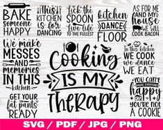 cooking is my therapy svg / png cut file for cricut and silhouette